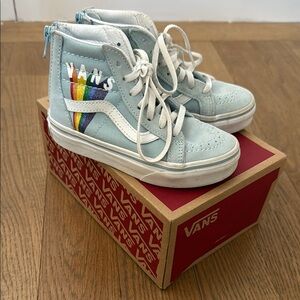 Vans Sk-8 Mid-Reissue High Top Sneakers -Blue with Rainbow Accents